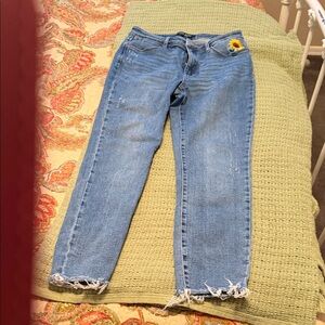 Judy Blue Light Blue Straight Leg Jeans with Sunflower Patch